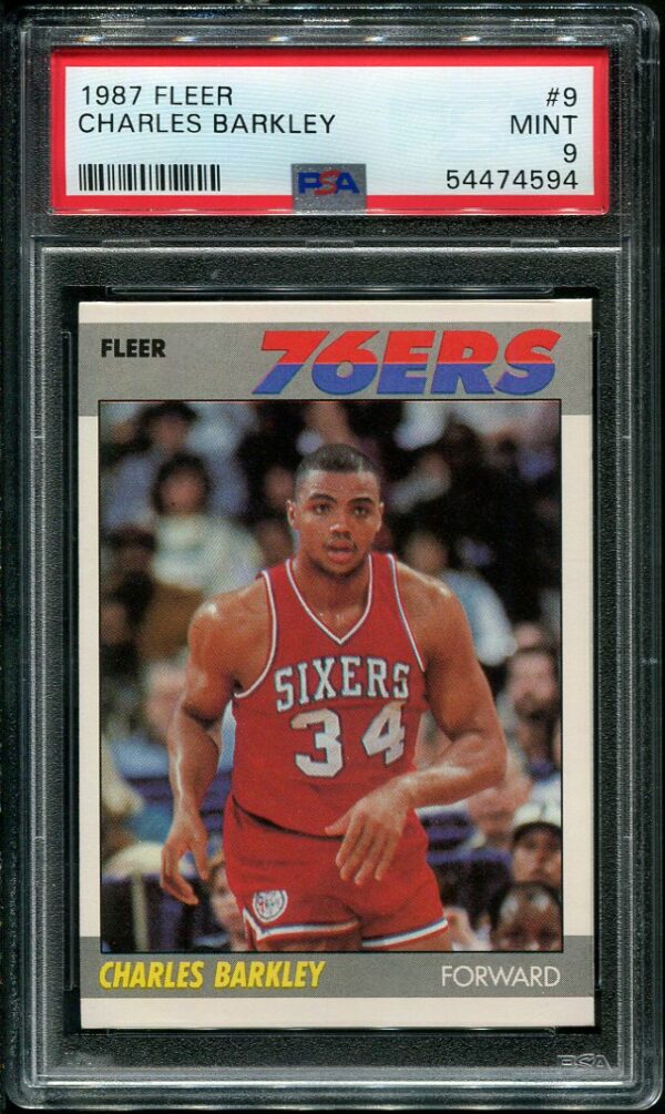 Authentic 19867 Fleer #9 Charles Barkley PSA 9 Basketball Card