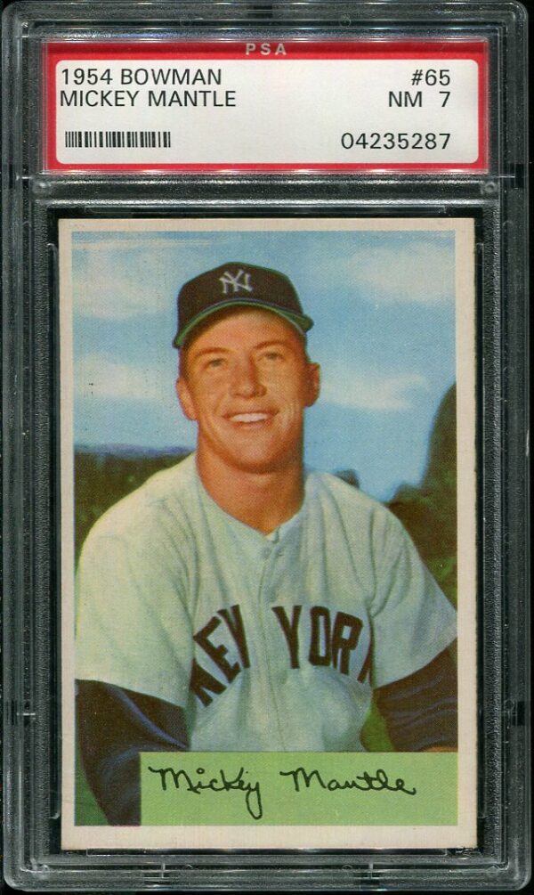 Authentic 1954 Bowman #65 Mickey Mantle PSA 7 Baseball Card