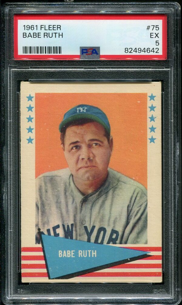 Authentic 1961 Fleer #75 Babe Ruth PSA 5 Vintage Baseball Card