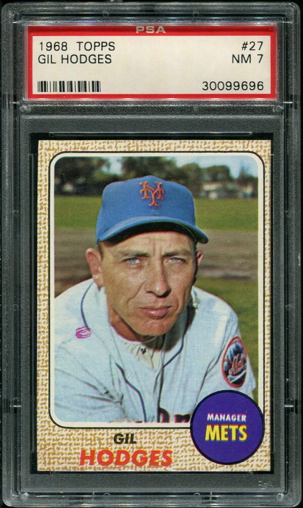 Authentic 1968 Topps #27 Gil Hodges PSA 7 Baseball Card