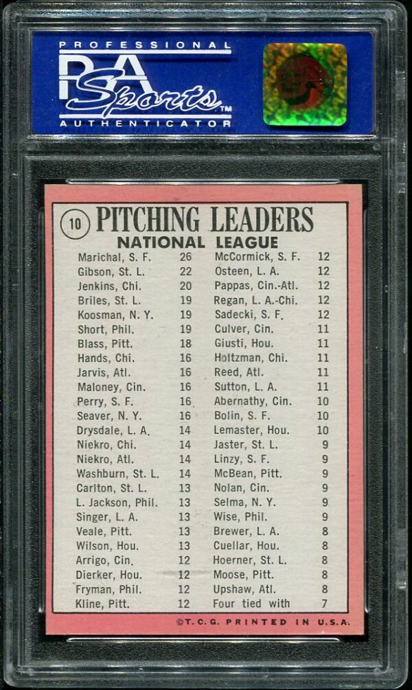 Authentic 1969 Topps #10 NL Pitching Leaders PSA 7 Baseball Card