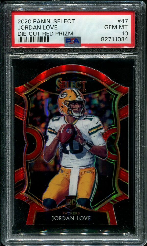 Authentic 2020 Panini Select Die-Cut Red Prizm #47 Jordan Love PSA 10 Rookie Card