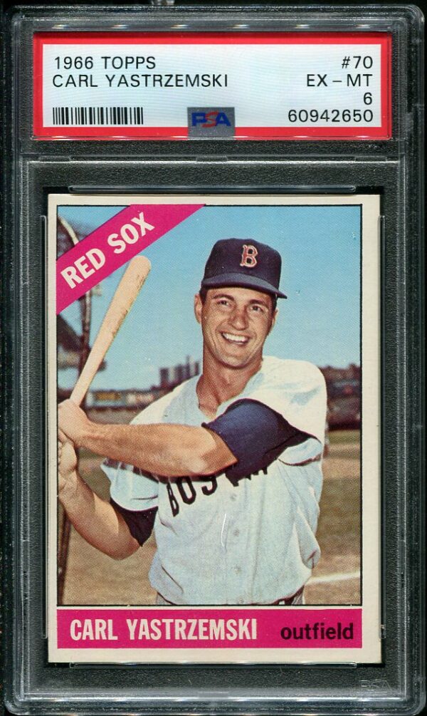 Authentic 1966 Topps #70 Carl Yastrzemski PSA 6 Baseball Card