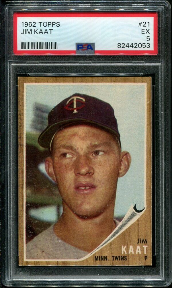 Authentic 1962 Topps #21 Jim Kaat PSA 5 Baseball Card