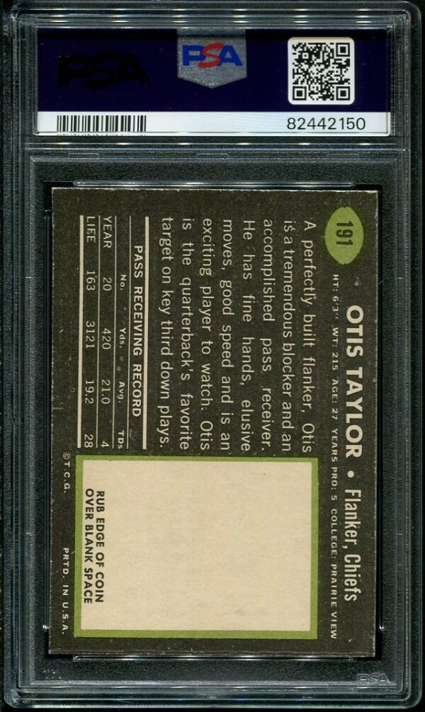 Authentic 1969 Topps #191 Otis Taylor PSA 6 Football Card