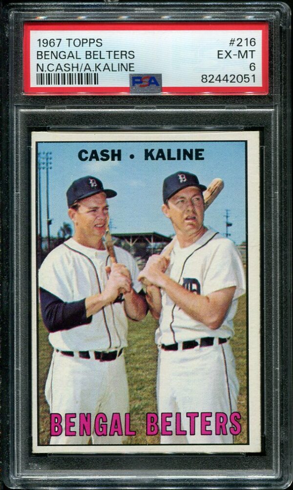 Authentic 1967 Topps #216 Bengal Belters Kaline/Cash PSA 6 Baseball Card