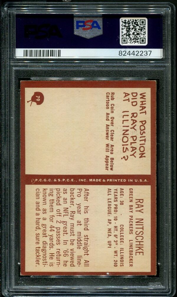 Authentic 1967 Philadelphia #79 Ray Nitschke PSA 5 Football Card