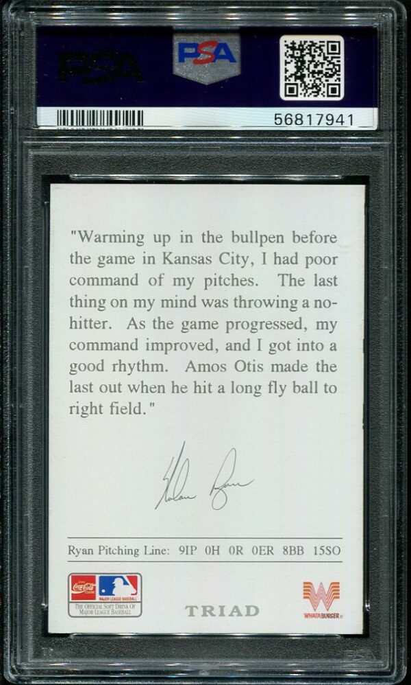 Authentic 1993 Whataburger Nolan Ryan PSA 8 Baseball Card