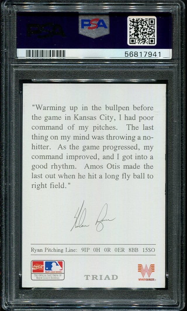 1993 Whataburger (1st - No Hitter) Nolan Ryan PSA 8 HOF (56817941 ...