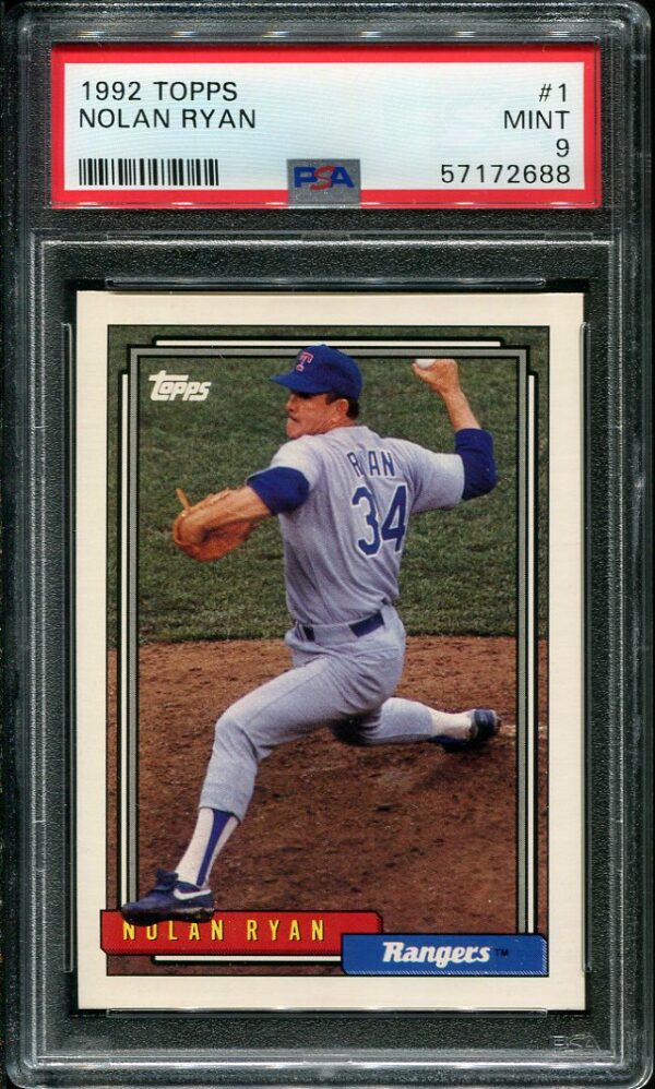 Authentic 1992 Topps #1 Nolan Ryan PSA 9 Baseball Card