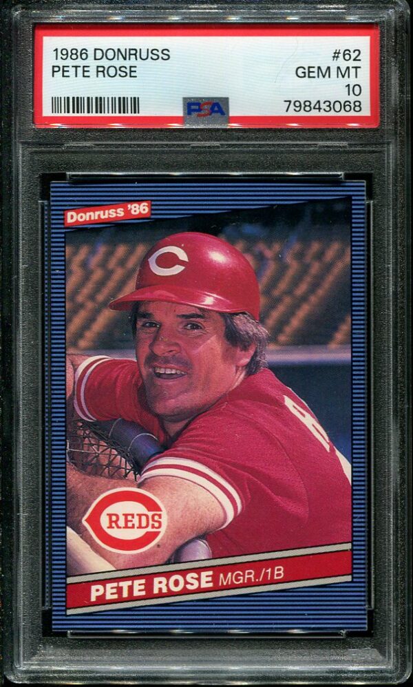 Authentic 1986 Donruss #62 Pete Rose PSA 10 Baseball Card