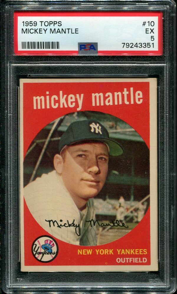 Authentic 1959 Topps #10 Mickey Mantle PSA 5 Baseball Card