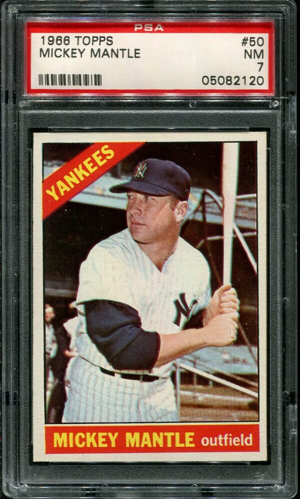 Authentic 1966 Topps #50 Mickey Mantle PSA 7 Baseball Card