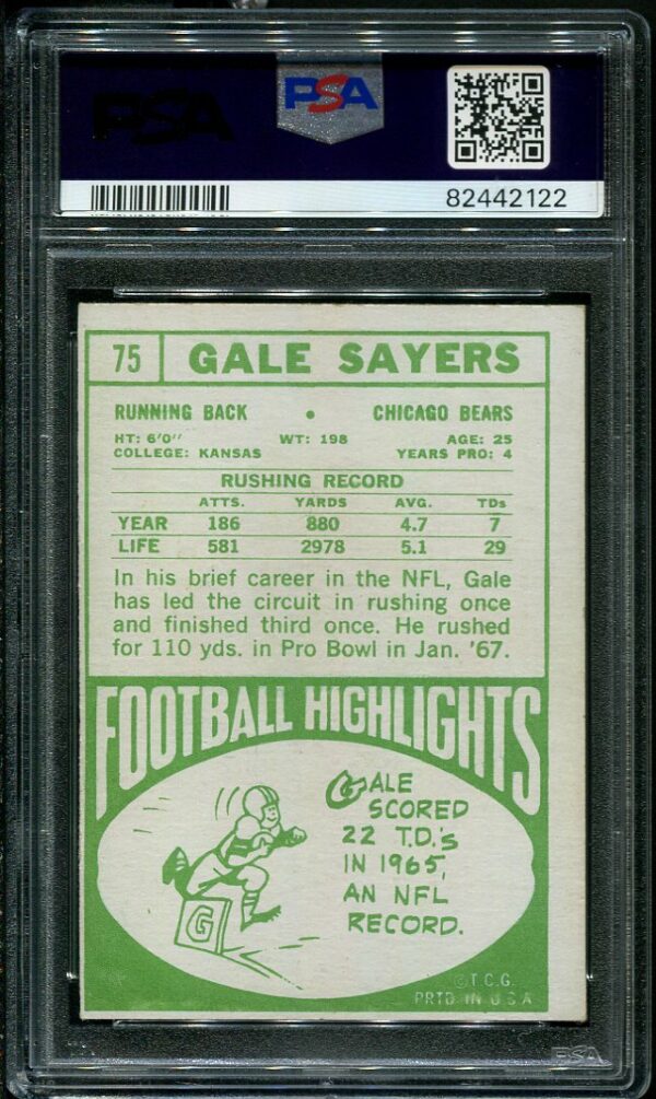 Authentic 1968 Topps #75 Gale Sayers PSA 5 Football Card