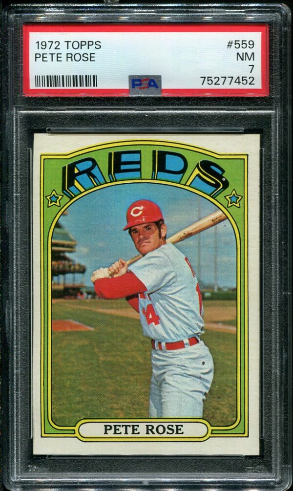 Authentic 1972 Topps #559 Pete Rose PSA 7 Baseball Card