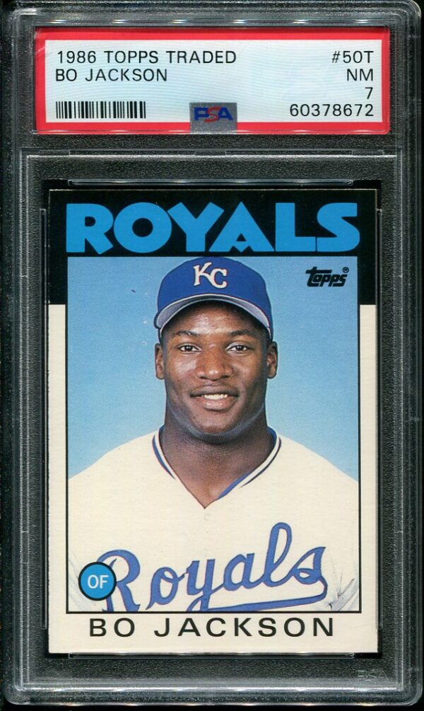 Authentic 1986 Topps Traded #50T Bo Jackson PSA 7 Rookie Baseball Card