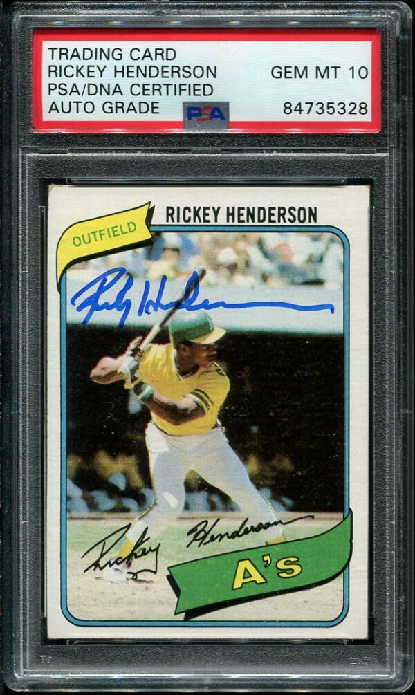 Authentic 1980 Topps #482 Autographed Rickey Henderson Rookie Card