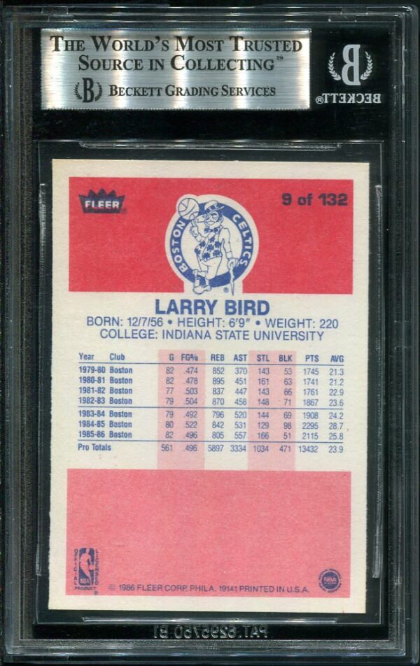 1986-87 Fleer #9 Larry Bird BGS 9 Basketball card