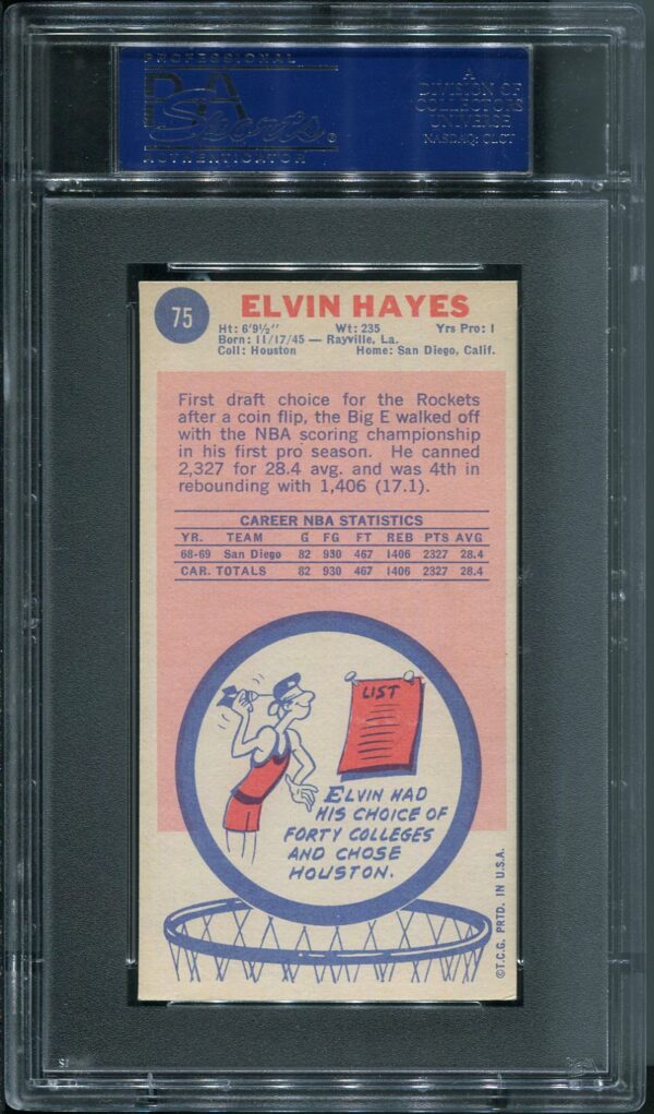 1969 Topps #75 Elvin Hayes PSA 6 Rookie Basketball Card