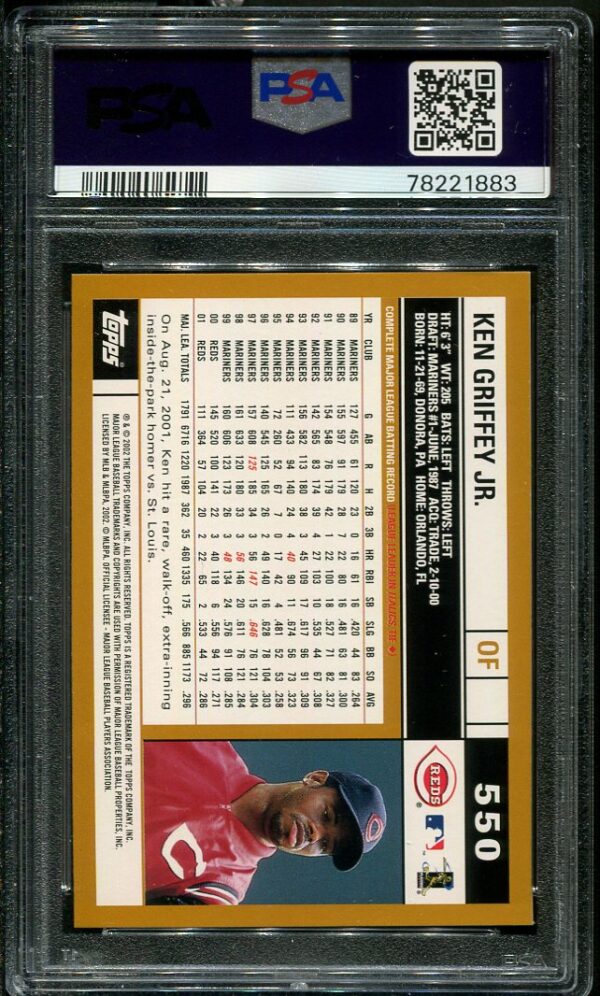 2002 Topps #550 Ken Griffey, Jr. PSA 9 Baseball Card