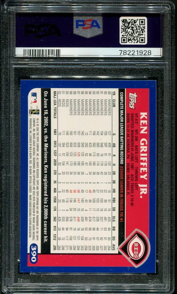 2003 Topps #390 Ken Griffey, Jr. PSA 9 Baseball Card