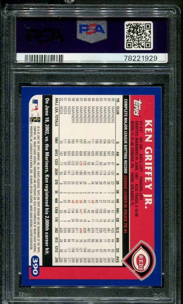 2003 Topps #390 Ken Griffey, Jr. PSA 9 Baseball Card