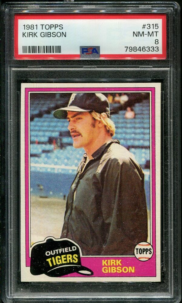 Authentic 1981 Topps #315 Kirk Gibson Rookie PSA 8 Baseball Card -