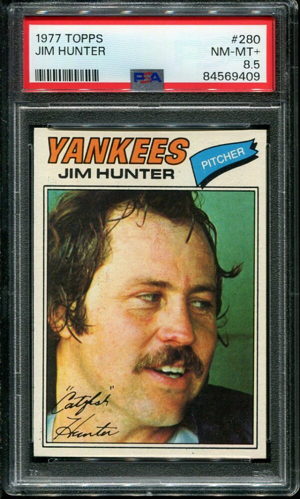 Authentic 1977 Topps #280 Jim Hunter PSA 8.5 Baseball Card