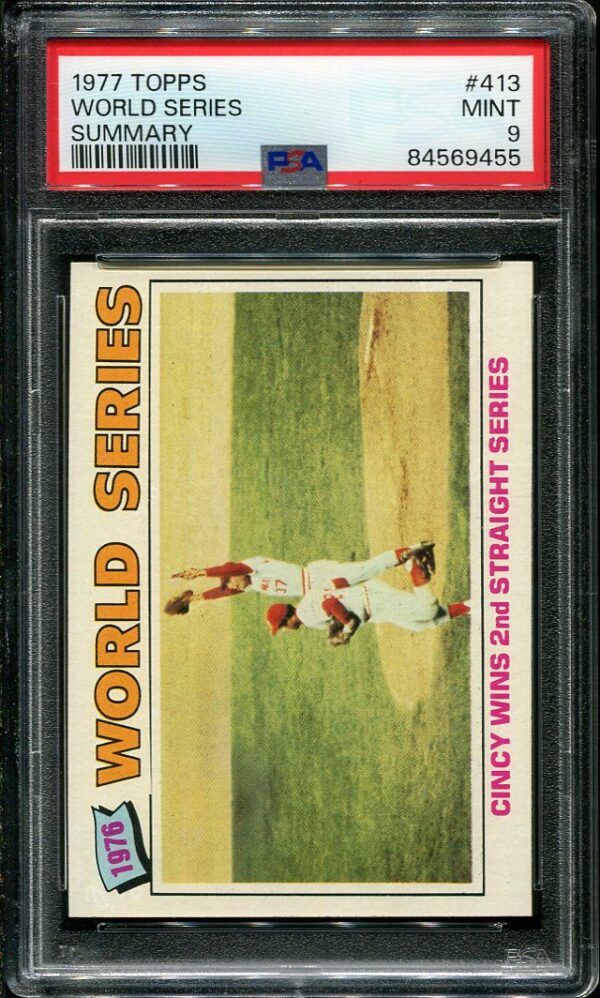 Authentic 1977 Topps #413 World Series Summary PSA 9 Baseball Card