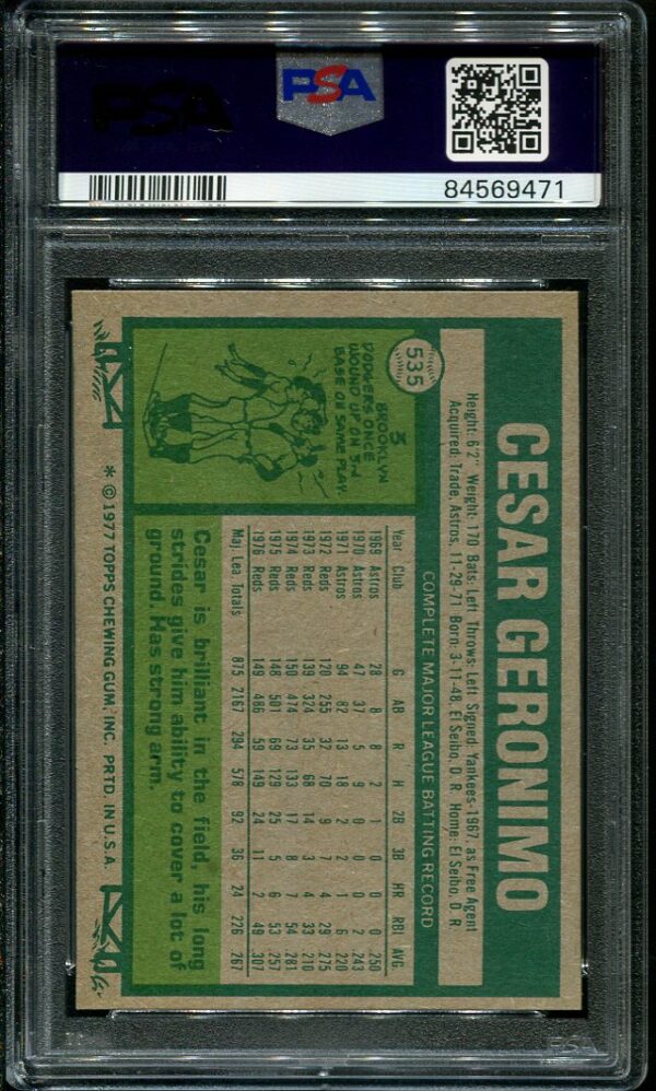 1977 Topps #535 Cesar Geronimo PSA 8 (84569471) - All Star Cards Inc