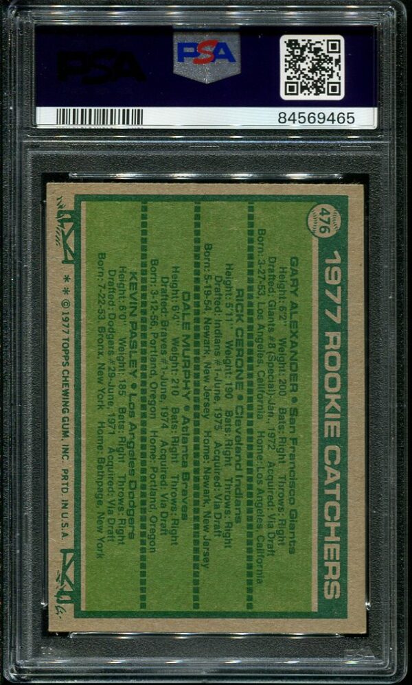 Authentic 1977 Topps #476 Dale Murphy PSA 7 Rookie Baseball Card