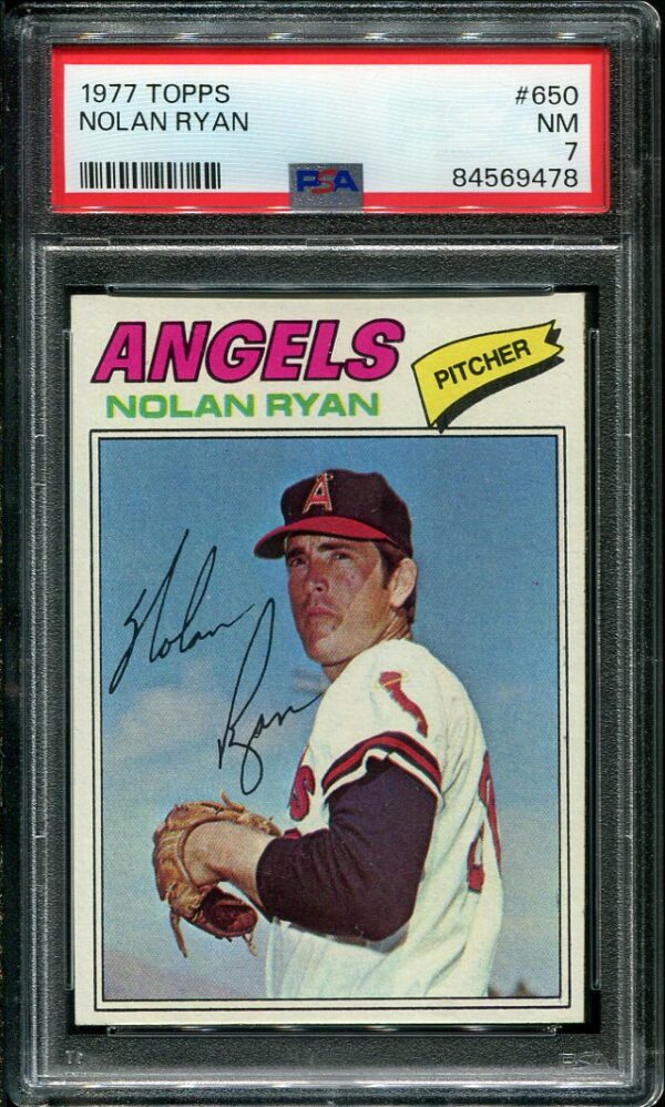 Authentic 1977 Topps #650 Nolan Ryan PSA 7 Baseball Card