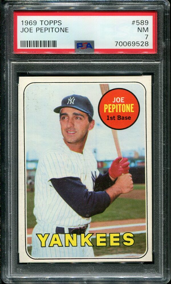 Authentic 1969 Topps #589 Joe Pepitone PSA 7 Baseball Card