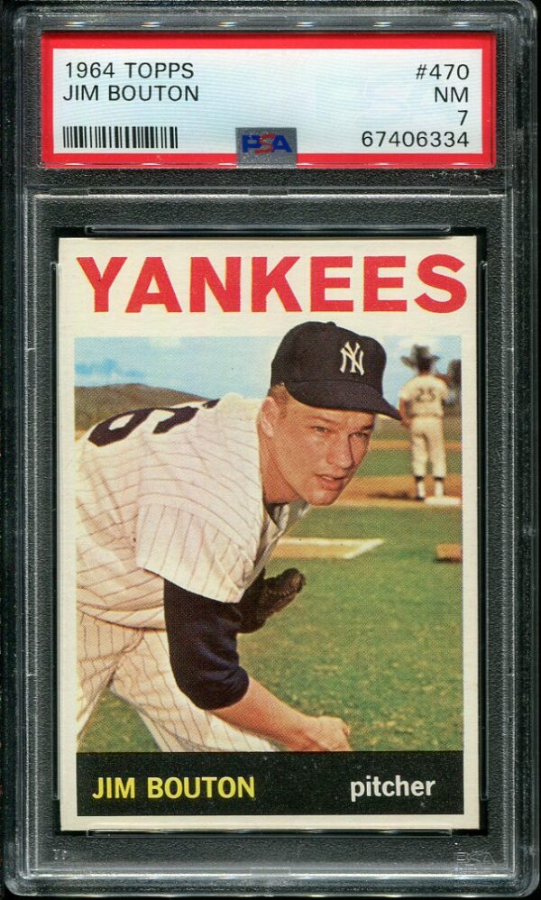 Authentic 1964 Topps #470 Jim Bouton PSA 7 Baseball Card