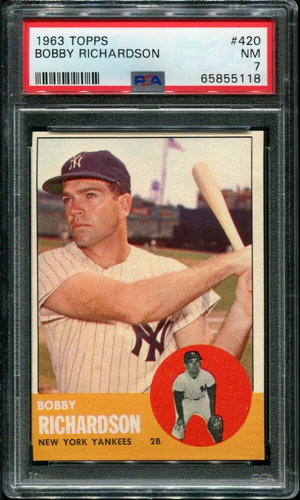 Authentic 1963 Topps #420 Bobby Richardson PSA 7 Baseball Card