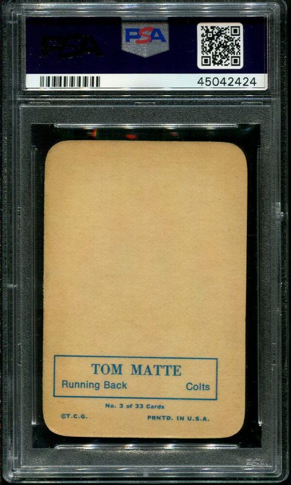 Authentic 1970 Topps Super Glossy #3 Tom Matte PSA 8 Football Card