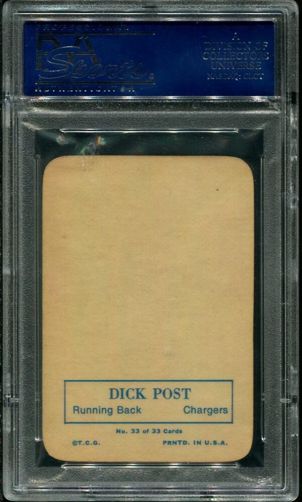 Authentic 1970 Topps Super Glossy #33 Dick Post PSA 8 Football Card