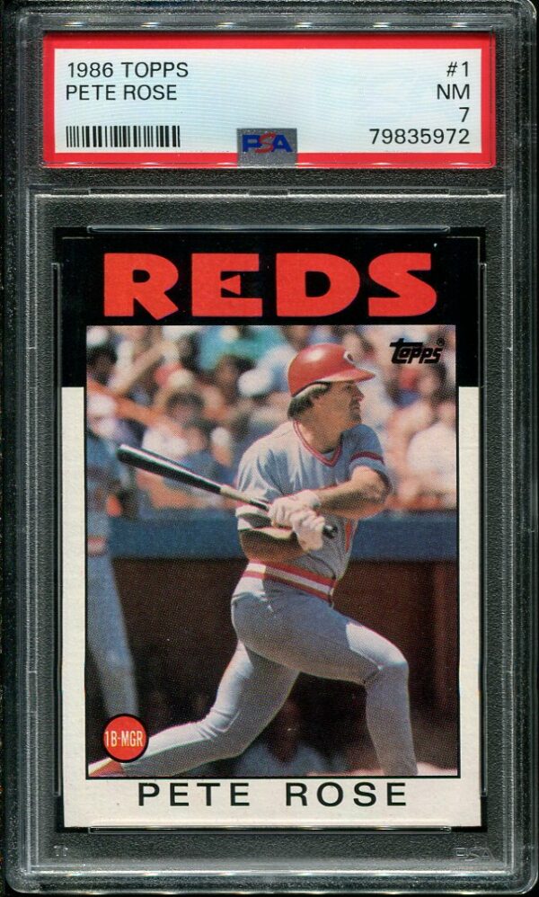 Authentic 1986 Topps #1 Pete Rose PSA 7 Baseball Card