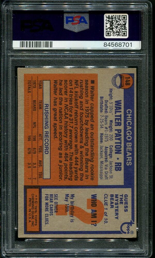 Authentic 1976 Topps #148 Walter Payton PSA 4 Rookie Football Card