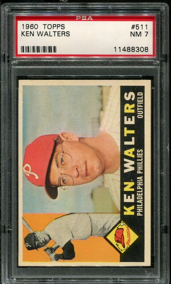 Authentic 1960 Topps #511 Ken Walters PSA 7 Baseball Card