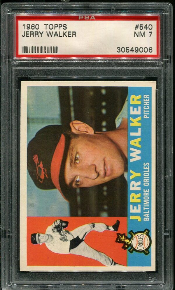 Authentic 1960 Topps #540 Jerry Walker PSA 7 Baseball Card