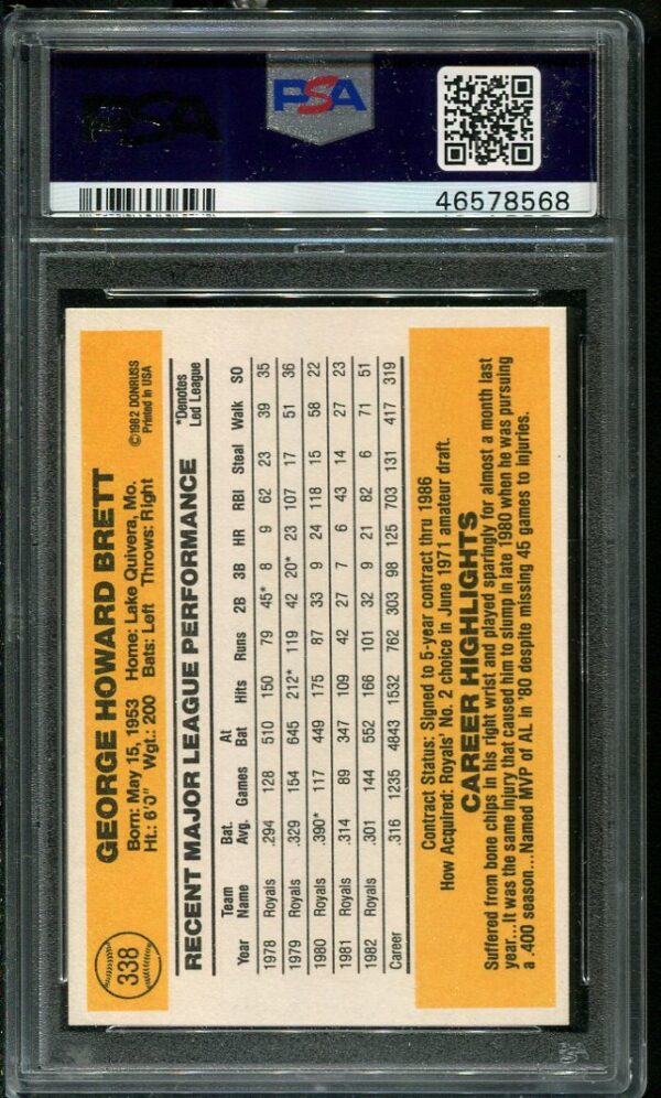 Authentic 1983 Donruss #338 George Brett PSA 10 Baseball Card