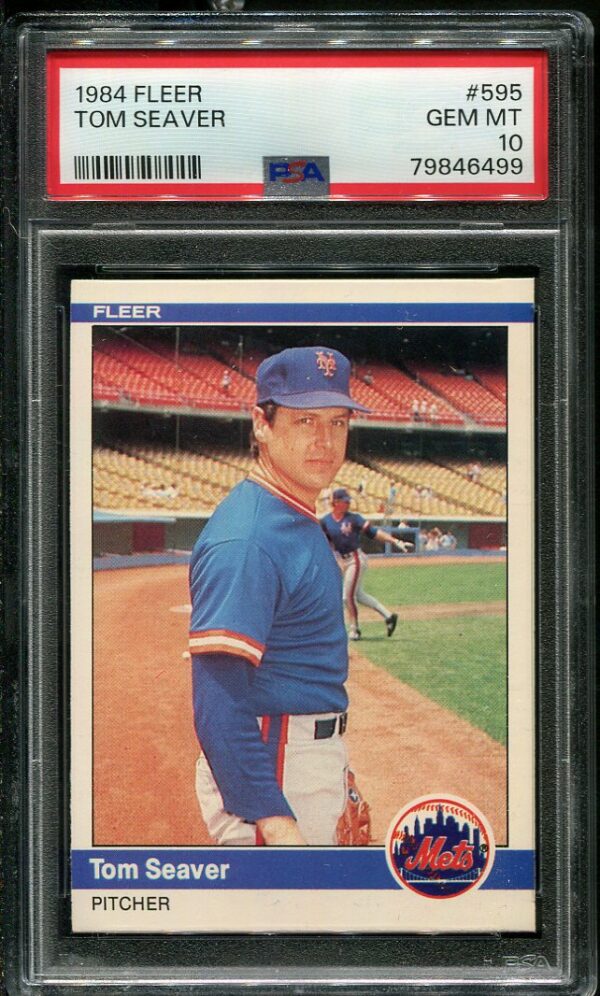 Authentic 1984 Fleer #595 Tom Seaver PSA 10 Baseball Card