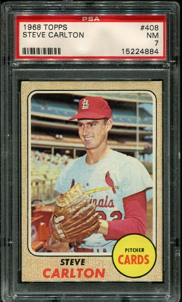 Authentic 1968 Topps #408 Steve Carlton PSA 7 Baseball Card