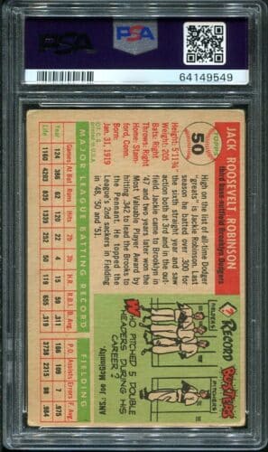 1955 Topps #50 Jackie Robinson PSA 3 HOF (64149549) - All Star Cards Inc