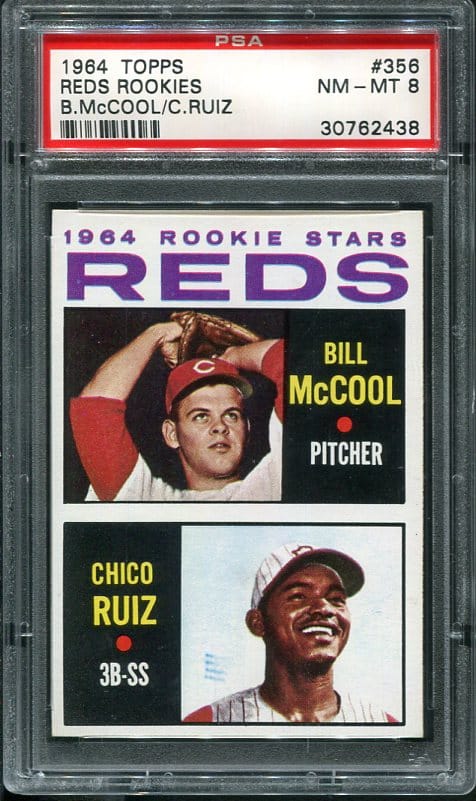 Authentic 1964 Topps #356 Reds Rookies PSA 8 Baseball Card