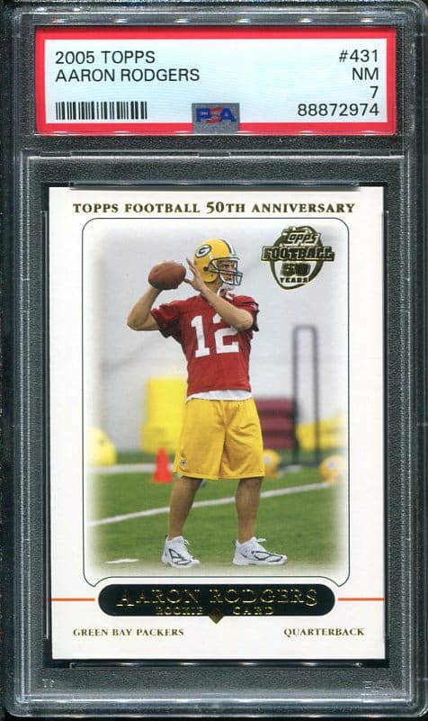 Authentic 2005 Topps #431 Aaron Rodgers PSA 7 Rookie Football Card