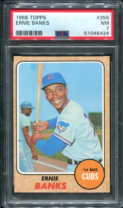 Authentic 1968 Topps #355 Ernie Banks PSA 7 Baseball Card