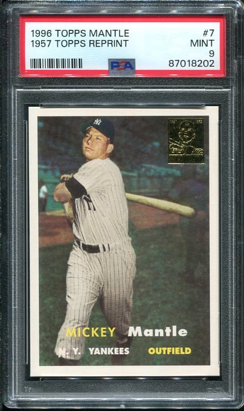 Reprint 1996 Topps Mantle #7 1957 Topps PSA 9 Baseball Card