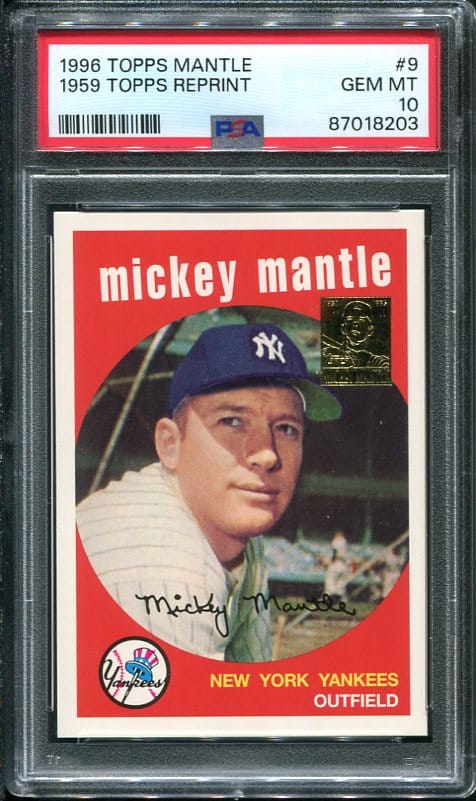 Reprint 1996 Topps Mantle #9 1959 Topps PSA 10 Baseball Card